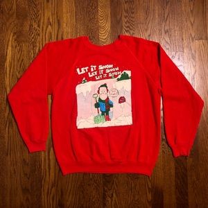 Let it Snow Satire Blizzard Snowstorm Crewneck Vtg